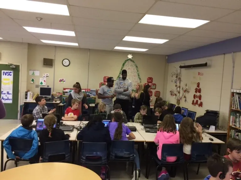 Saint John Riptide players teamed up with Island View students for coding event today