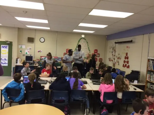 Saint John Riptide players teamed up with Island View students for coding event today