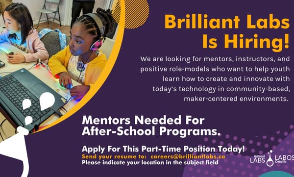 Now Hiring: Afterschool and Community STEAM Mentor